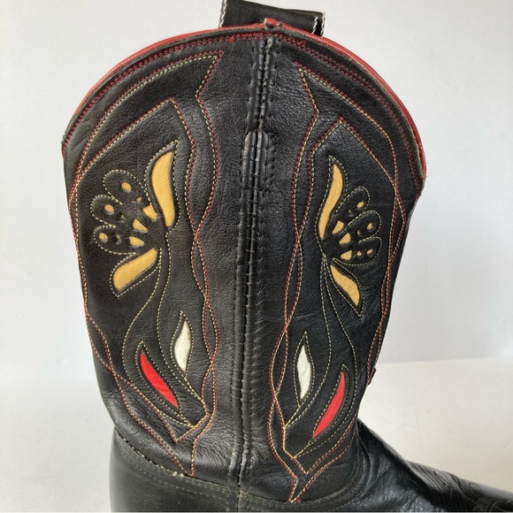 Vtg ACME Shorty Pee Wee Cowgirl boots snip toe Sz 9 Womens Western Rodeo Inlay - Picture 8 of 14